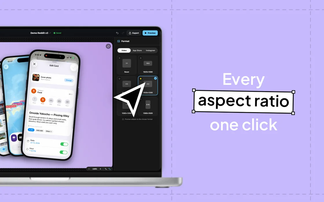 Dummo · every aspect ratio, one click