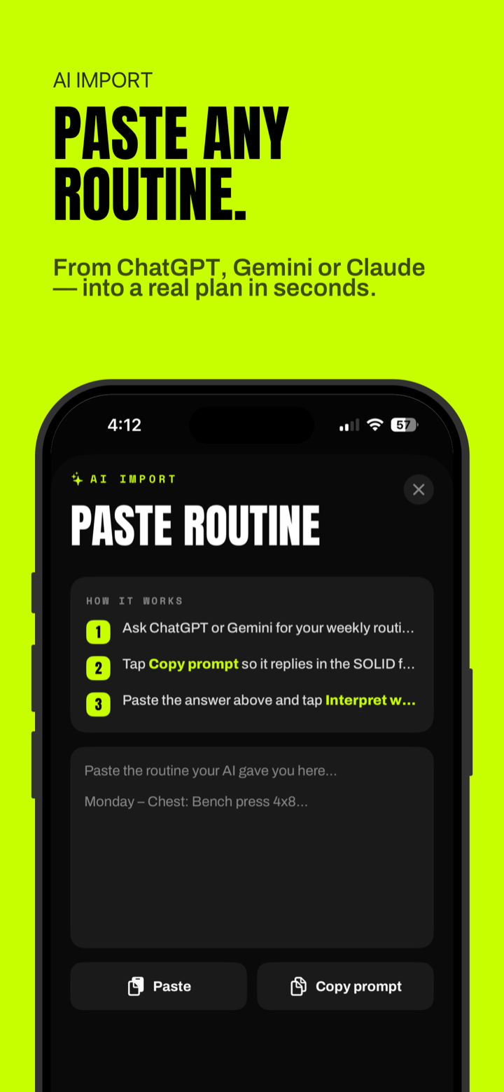 Solid · paste any routine