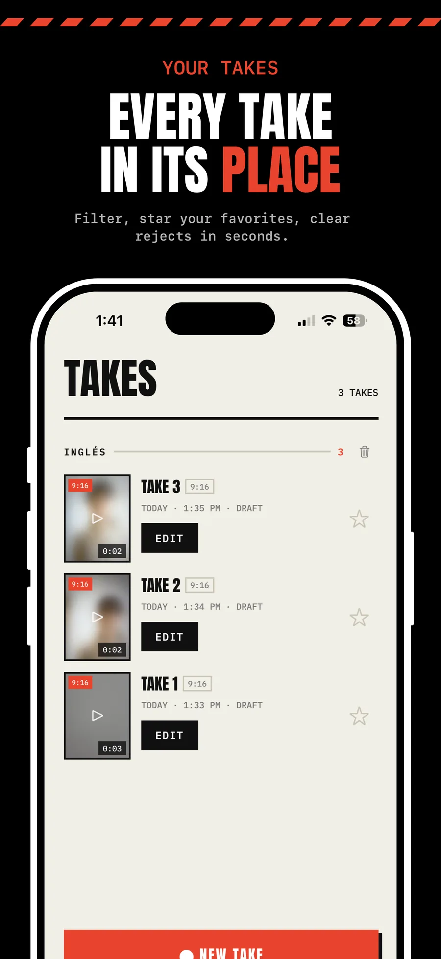 TakeKit · every take in its place