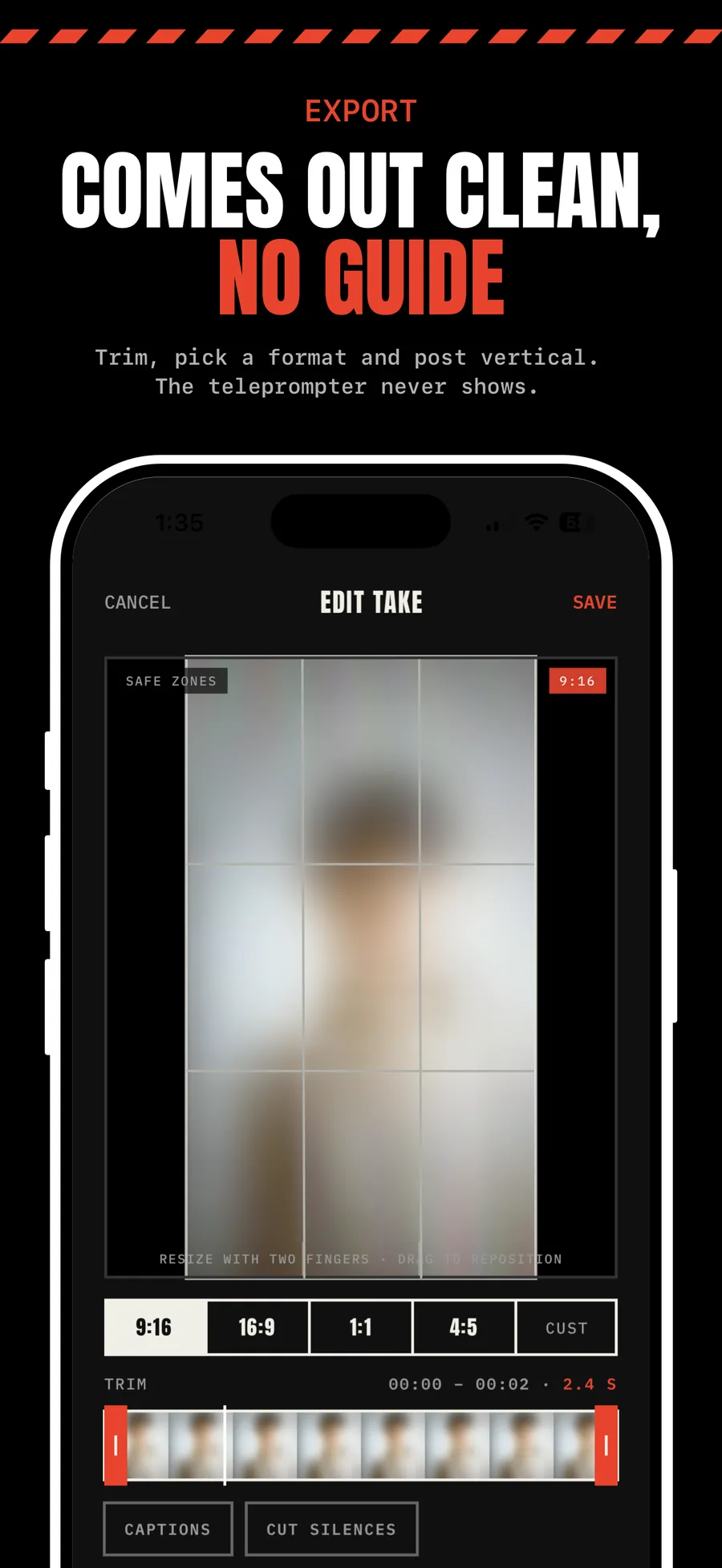 TakeKit · comes out clean, no guide