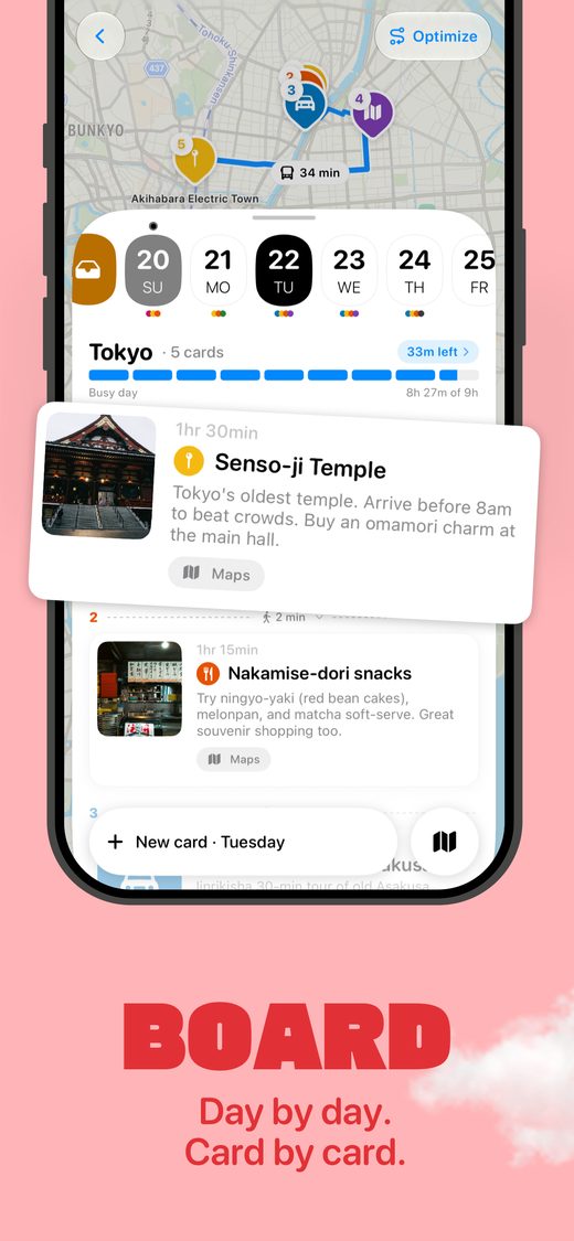 Trovelo on iPhone: the board