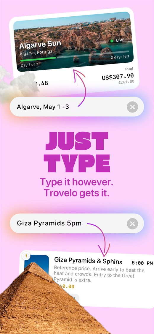 Trovelo on iPhone: just type